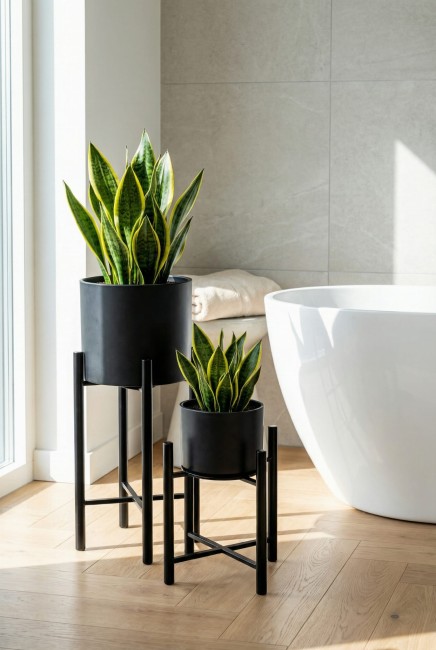minimalistyczny stojak na rośliny czarny
