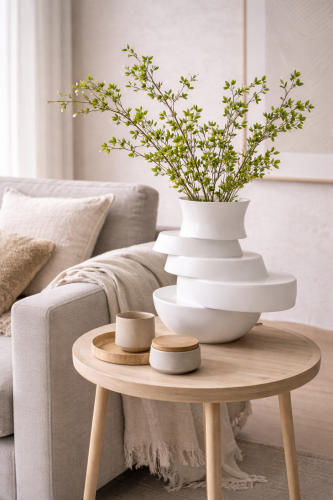 Wazon dekoracyjny Rondo – biały mat (wysokość 33 cm).png