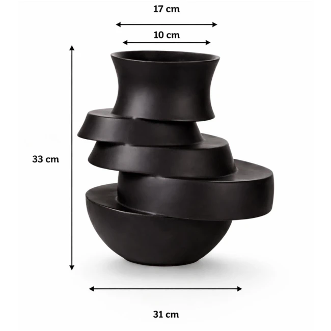 Wazon dekoracyjny Rondo Black – czarny mat (wysokość 33 cm)