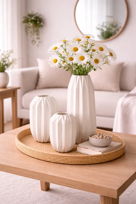 Wazon ceramiczny Riyo White L – biały mat