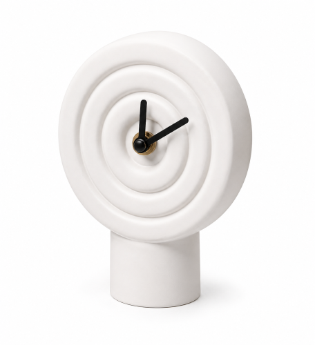 Biały minimalistyczny zegar ścienny Tokei Nash Design okrągły