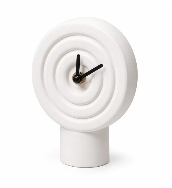 Biały minimalistyczny zegar ścienny Tokei Nash Design okrągły