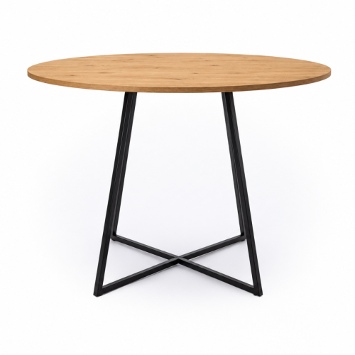 Nowoczesny stół o średnicy 90 cm marki Nash Design pokazany pod kątem w minimalistycznym wnętrzu.png