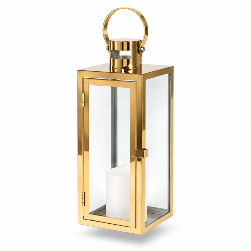 Elegancka złota latarnia z białą świecą.png