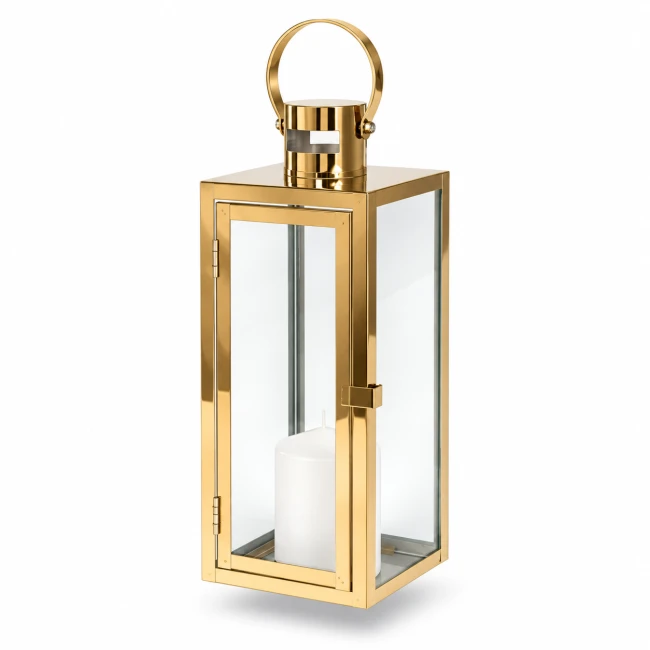 Elegancka złota latarnia z białą świecą.png