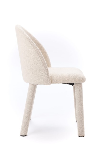 Krzesło Kawaī Bouclé biel widok boczny – Nash Design